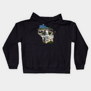Wisconsin State Outline (Madison) Kids Hoodie